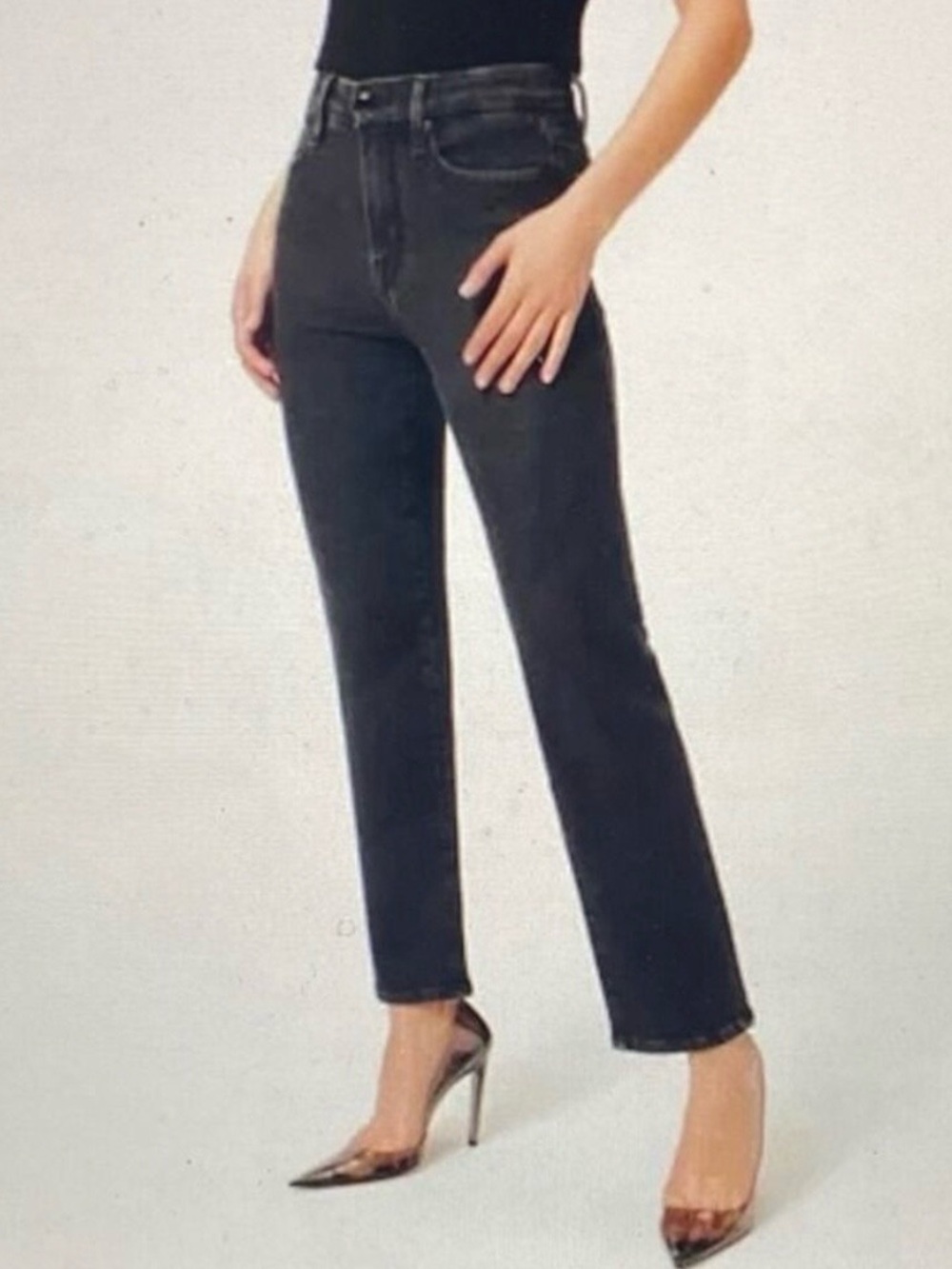 Good American Black Straight-Leg Jeans